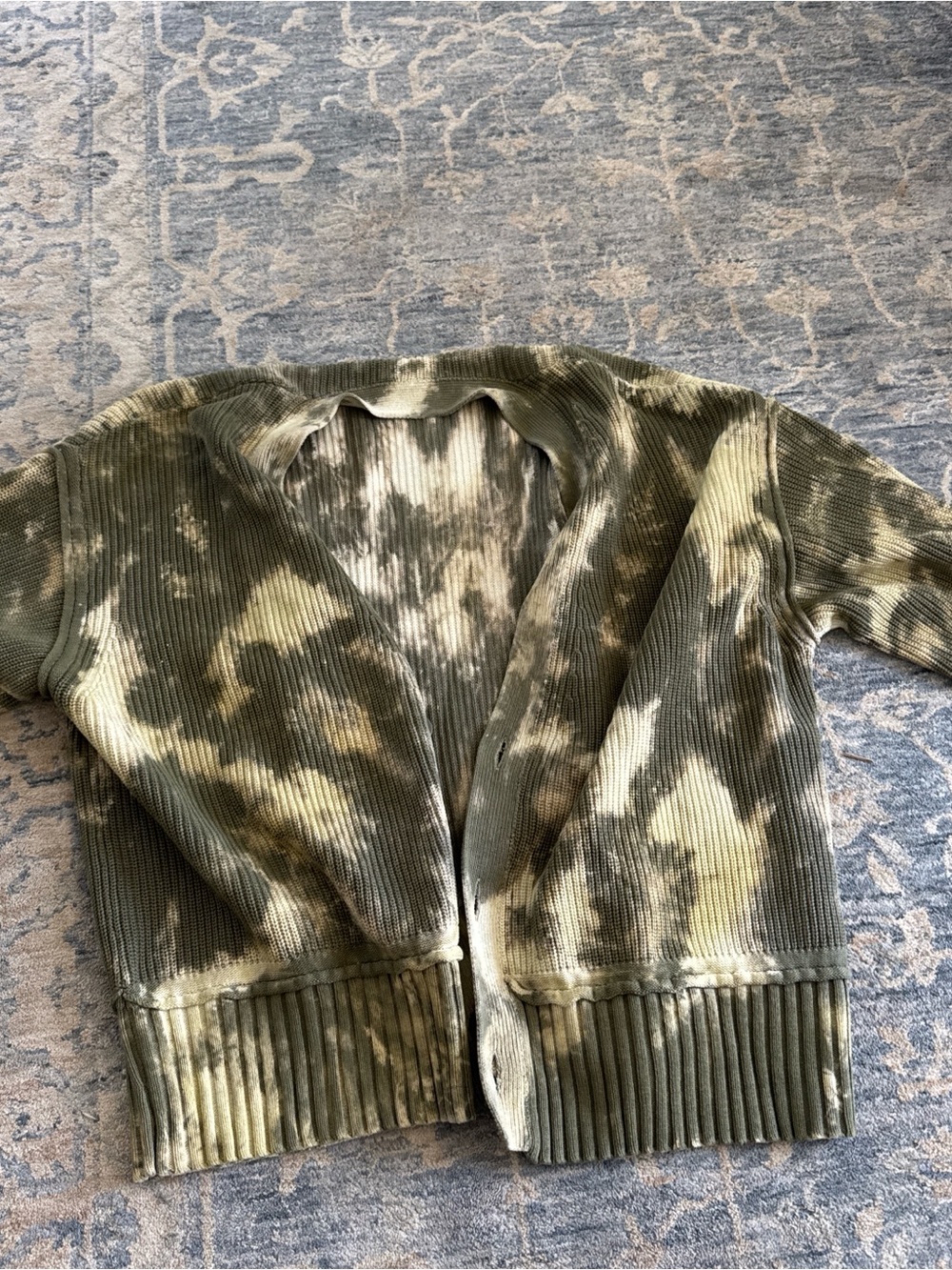 Zara Green Tie-Dye Ribbed Cardigan